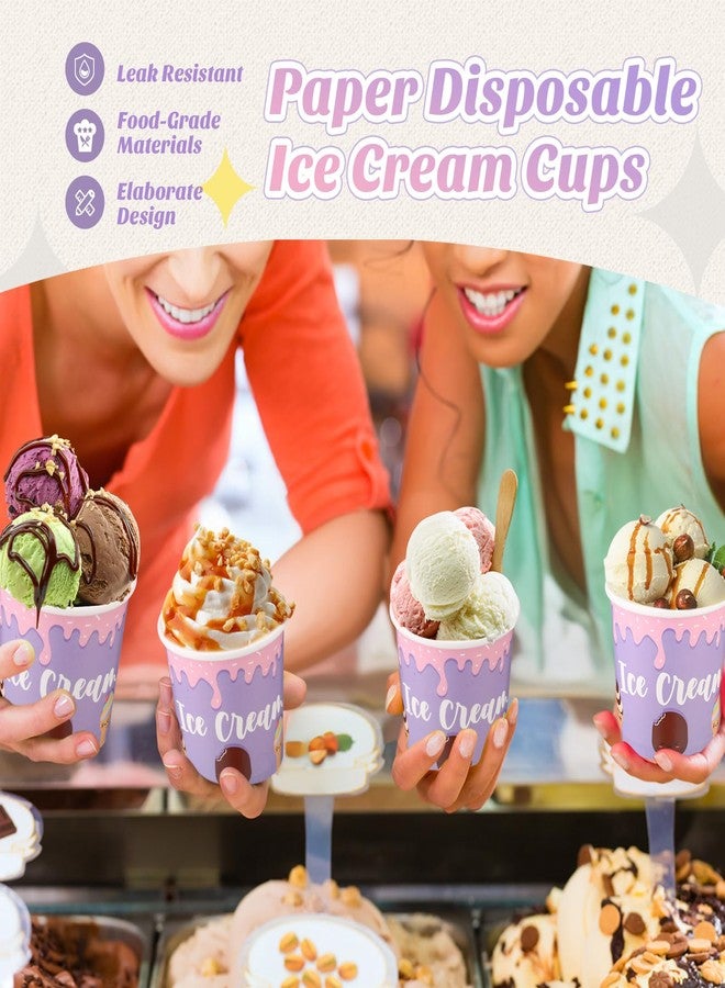 SiliFine 120 Pack 12oz Paper Ice Cream Cups Disposable Dessert Bowls Ice Cream Containers Sundae Bowls Dessert Yogurt Party Supplies Treat Bowl for Summer Holiday Bar - Image 5